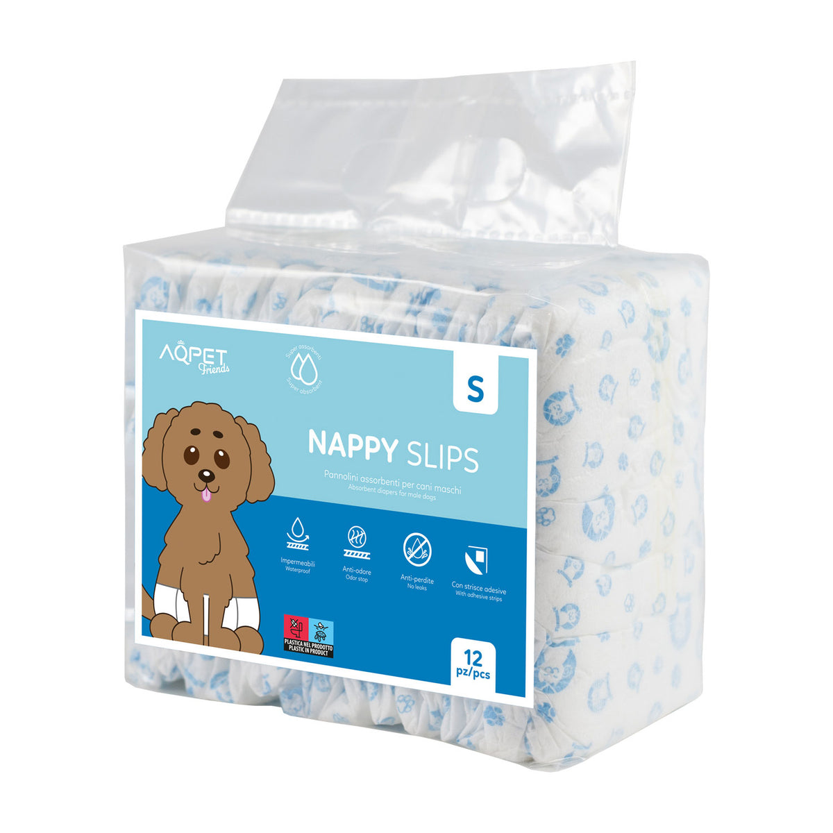 AQPET FRIENDS Windelhöschen Bauchbinden für Rüden 12 Stück Saugfähig Tägliche Hygiene