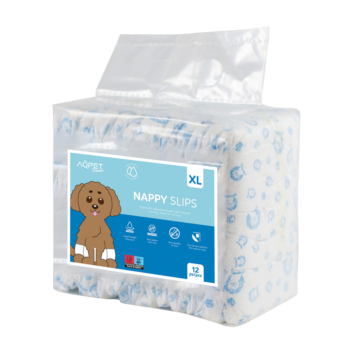 AQPET FRIENDS Windelhöschen Bauchbinden für Rüden 12 Stück Saugfähig Tägliche Hygiene