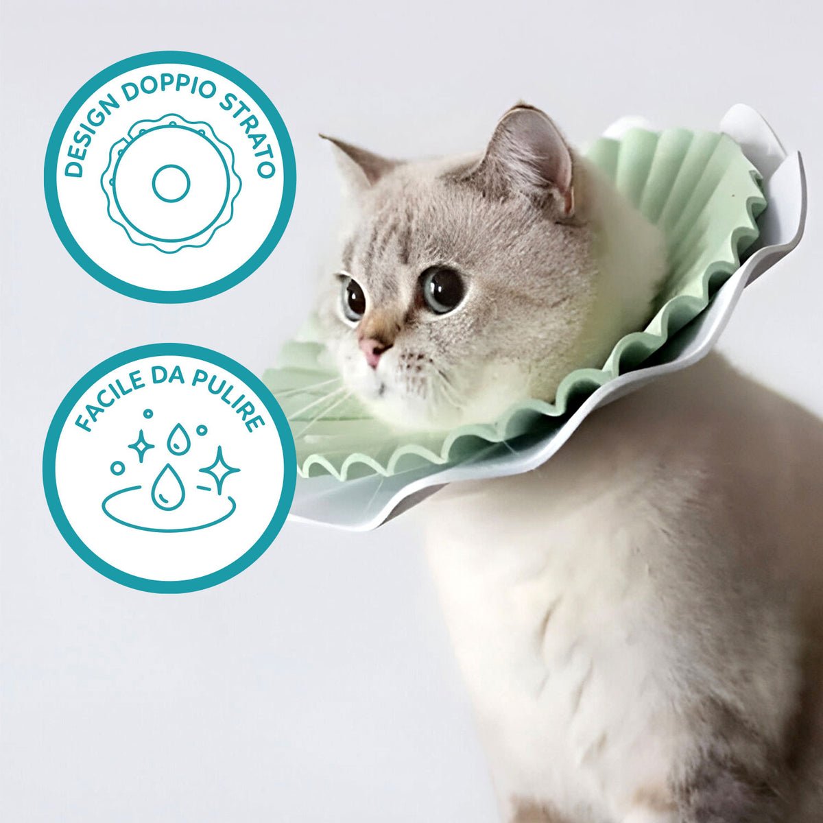 AQPET FRIENDS Weicher Halskragen für Katzen, Tiere, flexibler und leichter Kunststoff, Doppelschicht, verstellbar und bequem, Schutz nach Operationen und Verletzungen
