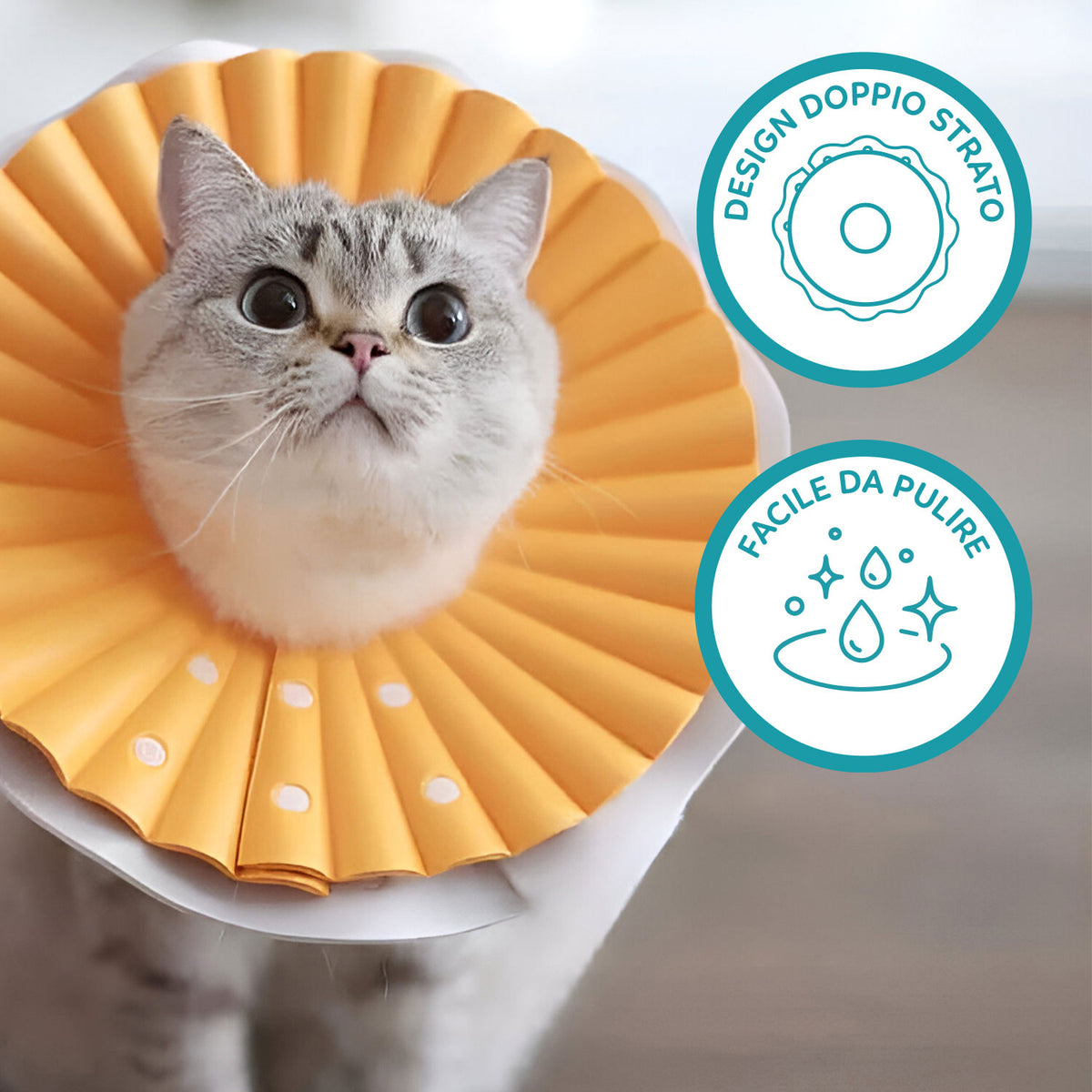 AQPET FRIENDS Weicher Halskragen für Katzen, Tiere, flexibler und leichter Kunststoff, Doppelschicht, verstellbar und bequem, Schutz nach Operationen und Verletzungen