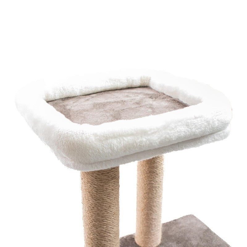 AQPET FRIENDS Kratzbaum Sidney – 140 cm Beige/Braun Für Katzen Spielzeug Katze Entspannung Und Spaß