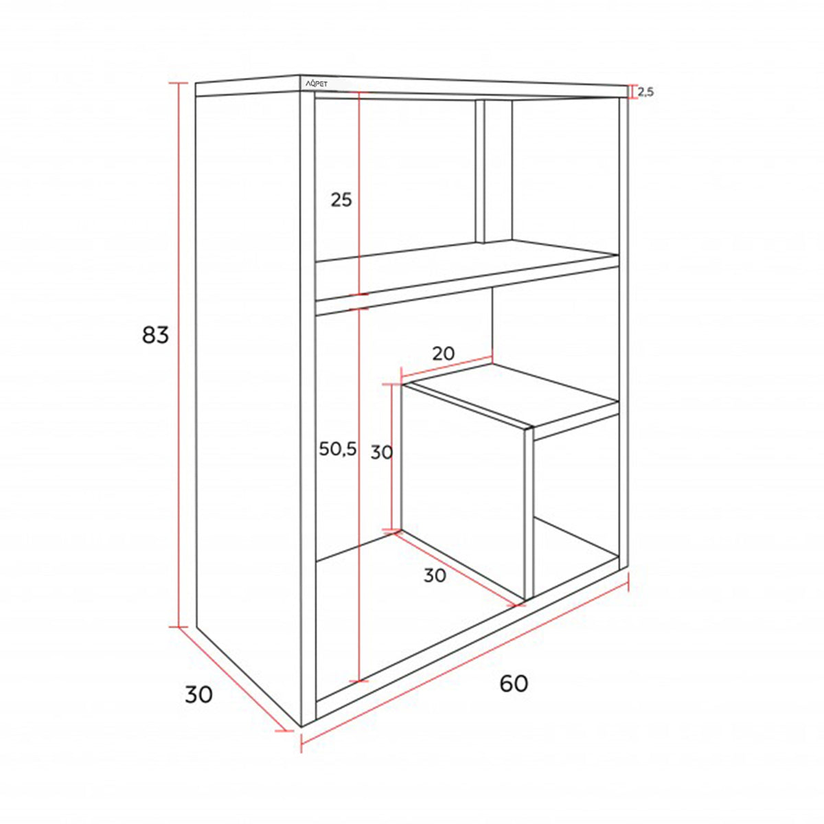 AQPET UNTERSCHRANKUNTERSTÜTZUNG DESIGN 60 FARBE WEISS HOLZ