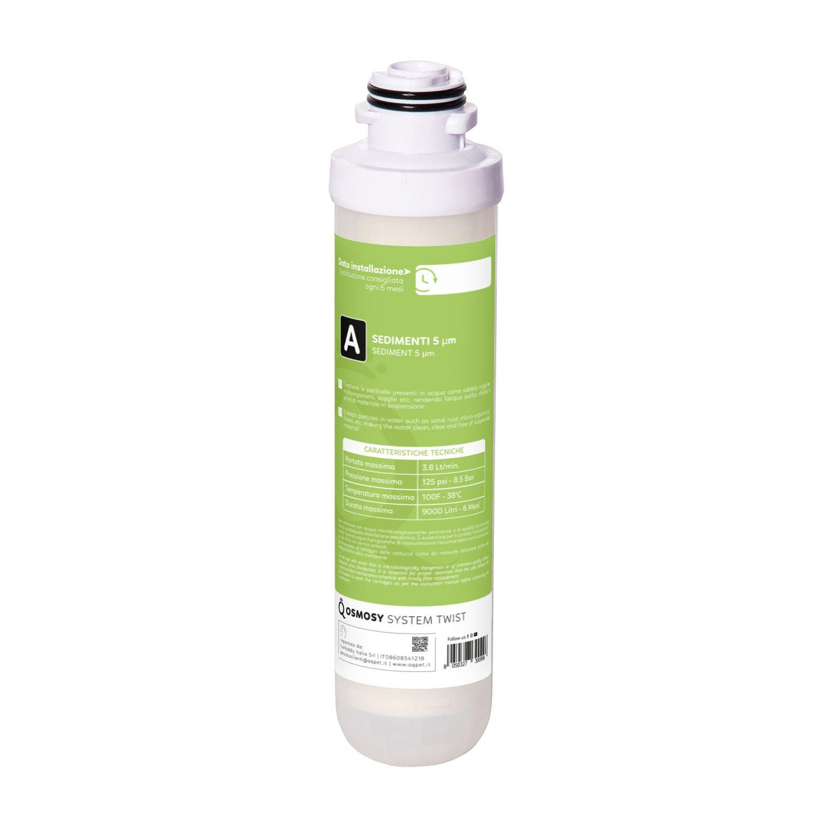 AQPET SEDIMENTFILTERPATRONE FÜR TWIST-OSMOSEANLAGE SCHNELLWECHSEL "A"