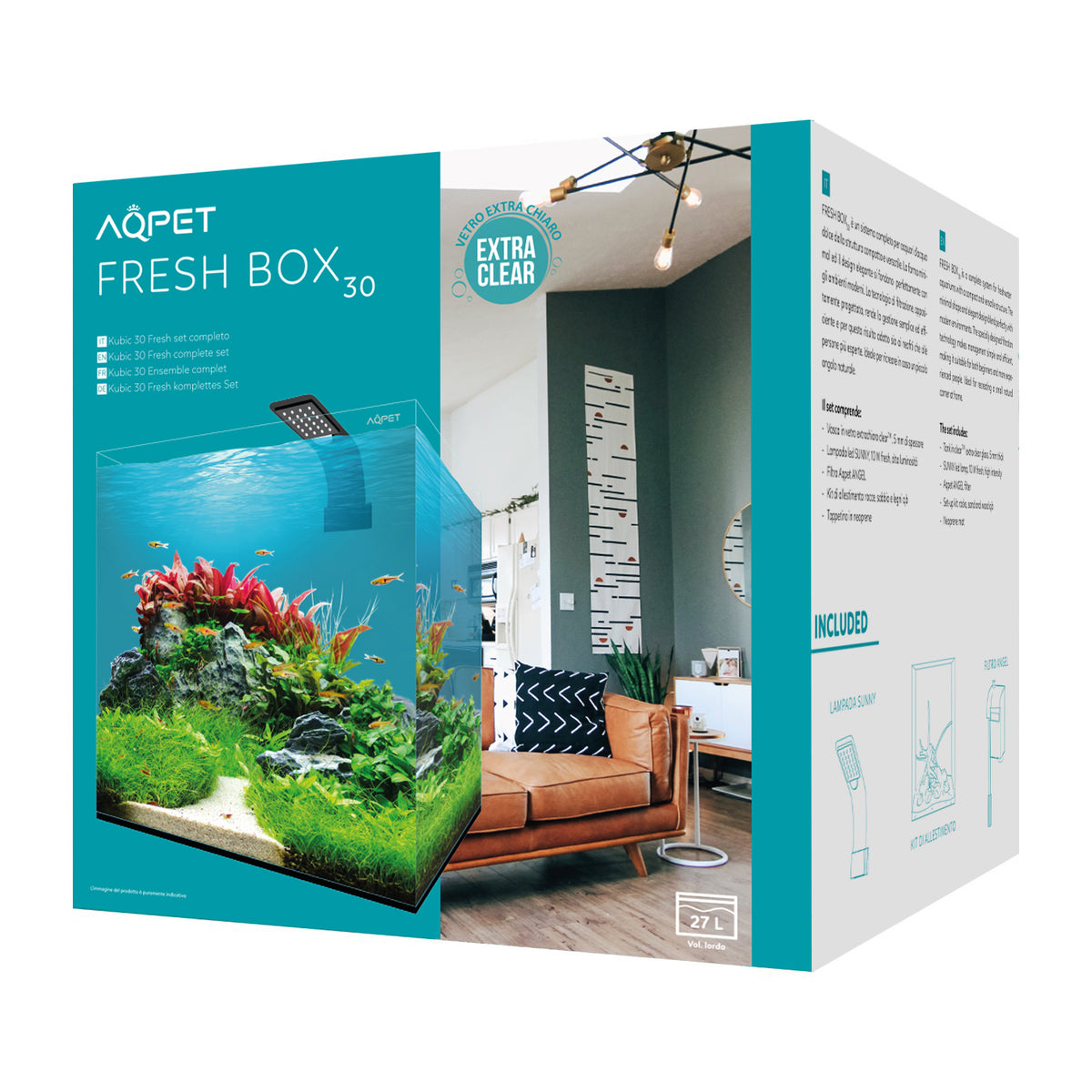 AQPET KUBIC **FRESH BOX 30** KOMPLETTES, GEBRAUCHSFERTIGES AQUARIUM