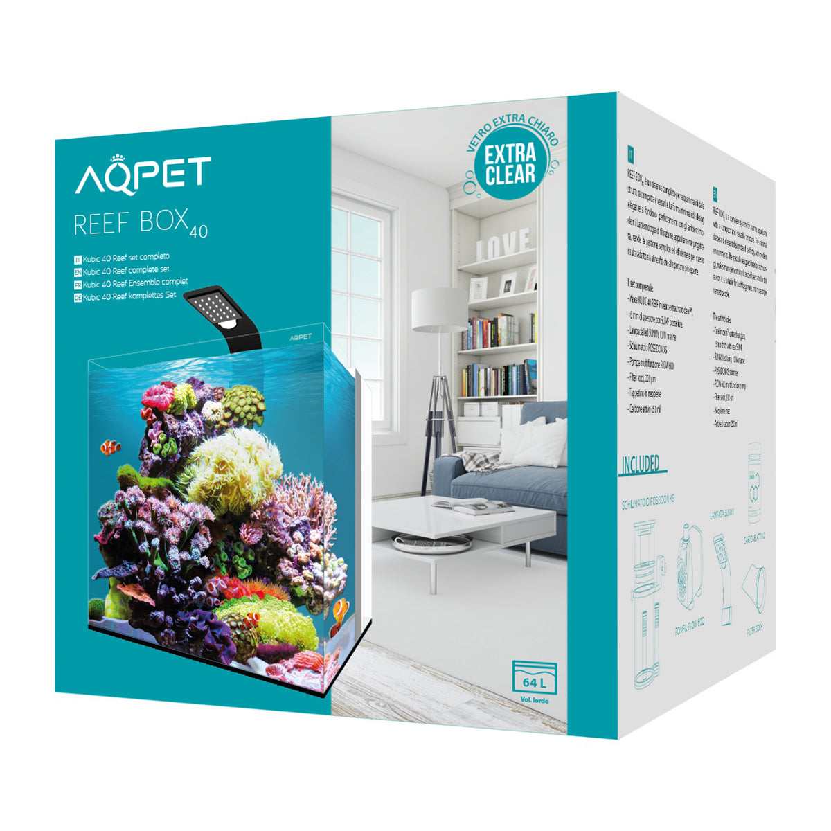 AQPET KUBIC **REEF BOX 40** KOMPLETTES MEERWASSERAQUARIUM