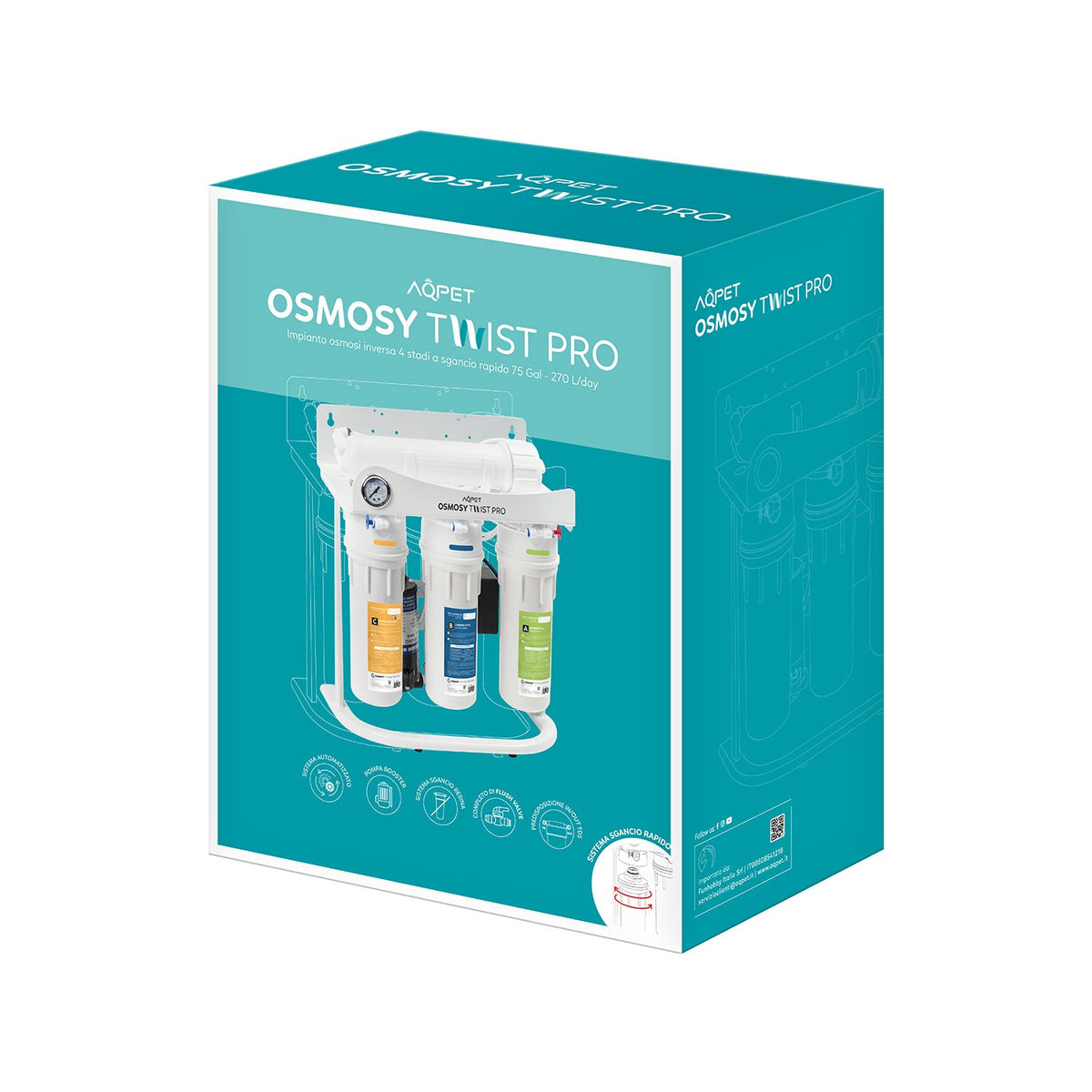 AQPET OSMOSY TWIST UMKEHROSMOSEANLAGE TWIST 4 STUFEN 75 GALLONEN VONTRON NEUES SCHNELLWECHSELSYSTEM