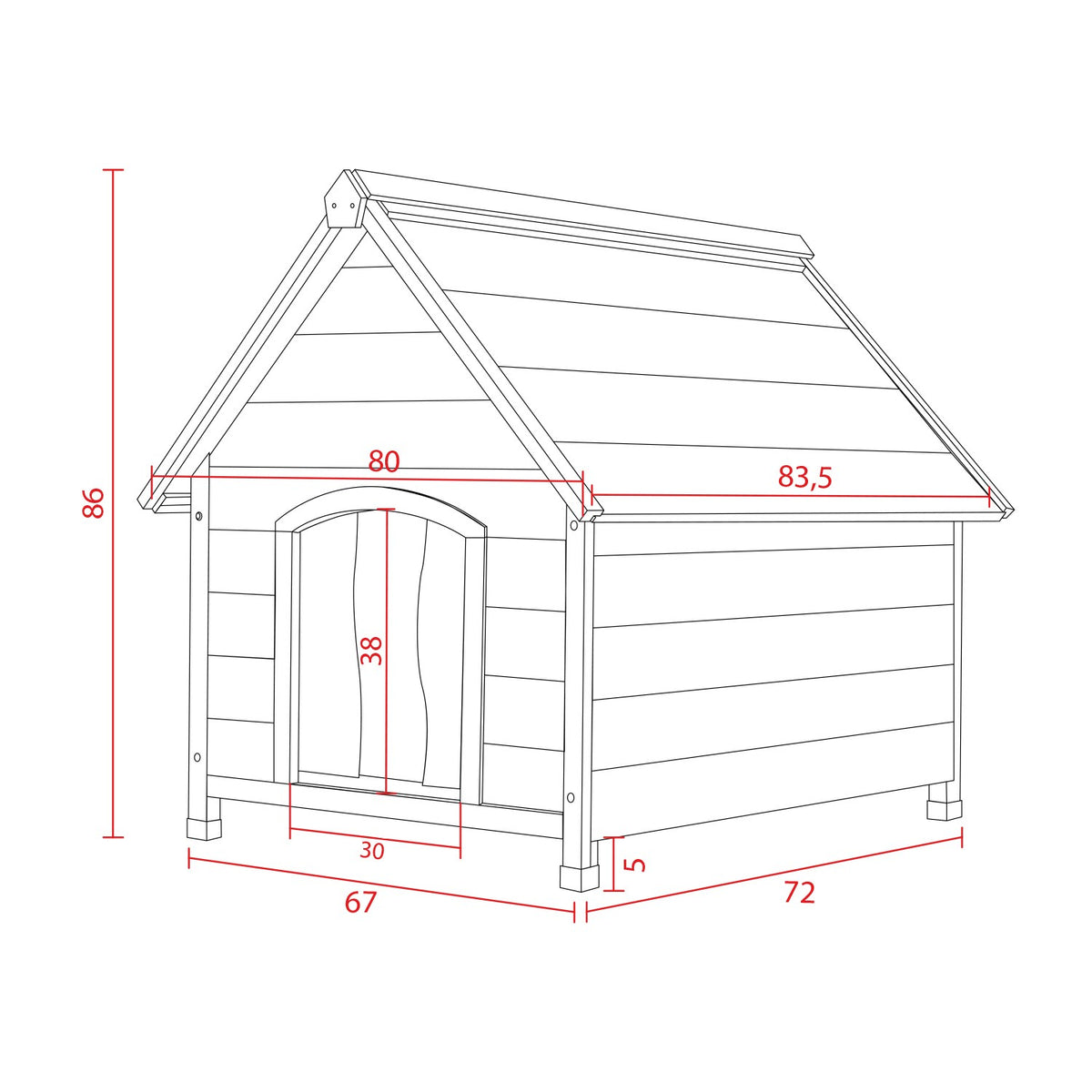 AQPET FRIENDS Suite Hundehütte aus Holz mit Schrägdach, komplett mit Thermovorhang für Hunde und Katzen